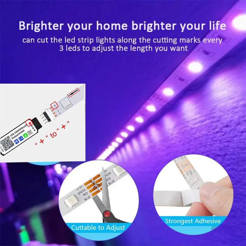 Tuya WIFI USB LED Strip Lights RGB 5050 Led Light App Control Flexible LED Lamp Ribbon for Room Decor TV Backlight Diode Tape
