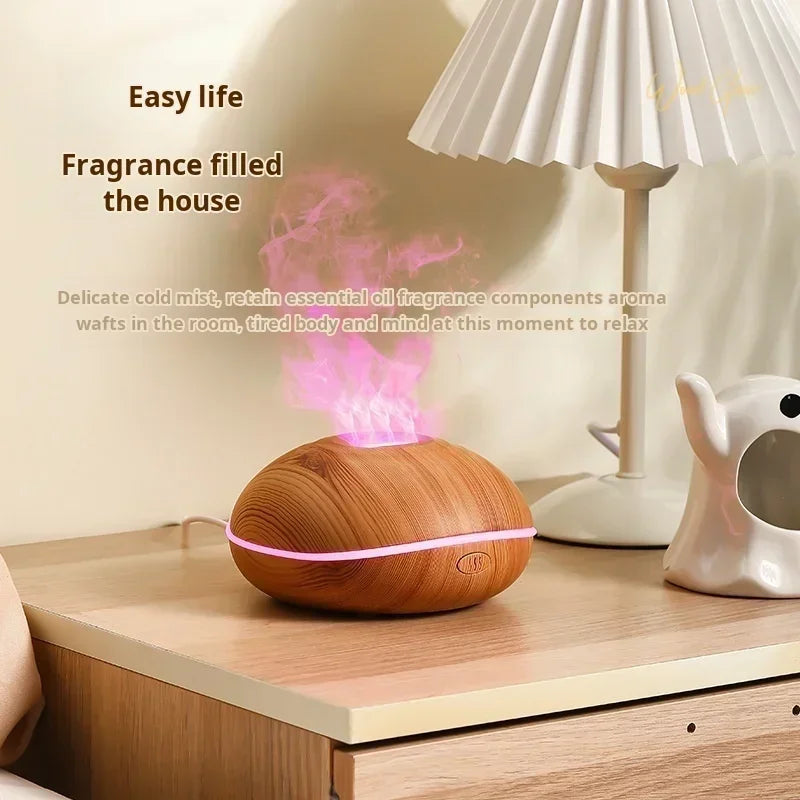 7 Led Colors Fire Flame Wood Grain Aromatherapy Mini Humidifier Aroma Essential Oil Diffuser Air Ultrasonic Mist Maker Fogger