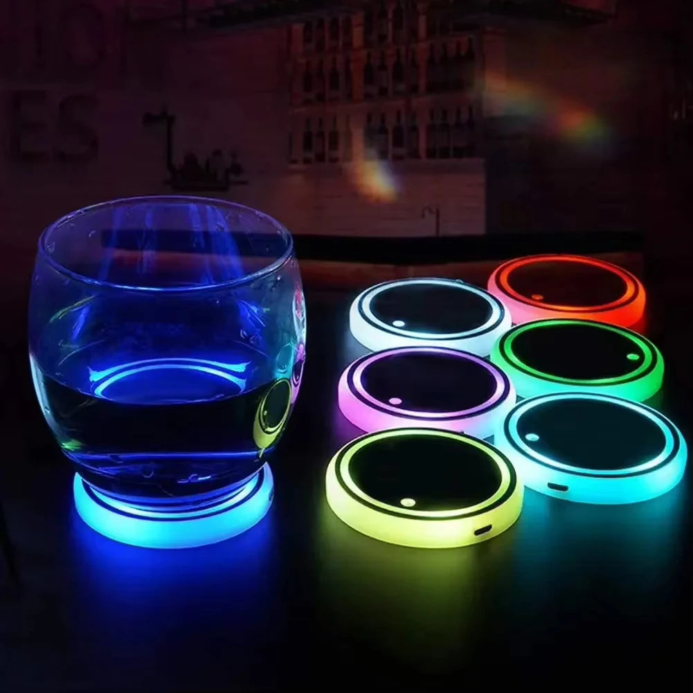  LED Cup Holder Light Mats - Constellation Backlight Coasters and Atmosphere Lighting Accessories