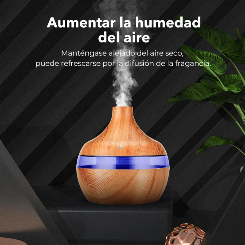 300ML Wood Grain Air Humidifier Essential Oil Fragrance Diffuser Home Ultrasonic Aroma Humidificadores USB Cool Mist Sprayer