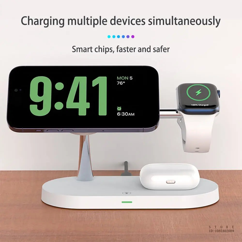 3-in-1 Wireless Charging Station - 15W Fast Charger for iPhone 15/14/13/12, Apple Watch, and AirPods