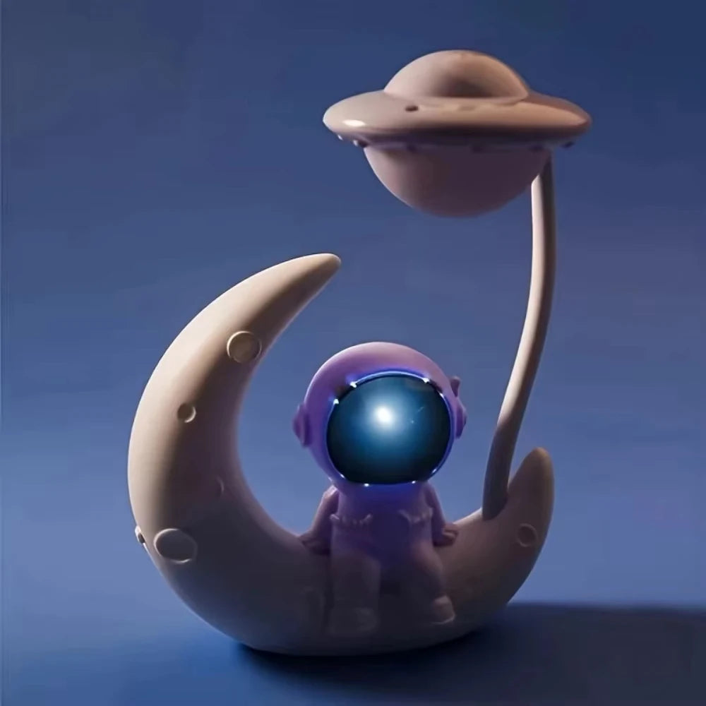 Creative Moon Astronaut Nightlight LED Table Reading Lamp Rechargeable Small Desk Lamp for Bedroom Decoration Study
