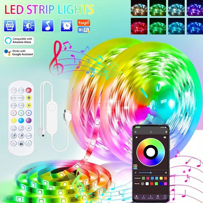 Tuya WIFI USB LED Strip Lights RGB 5050 Led Light App Control Flexible LED Lamp Ribbon for Room Decor TV Backlight Diode Tape