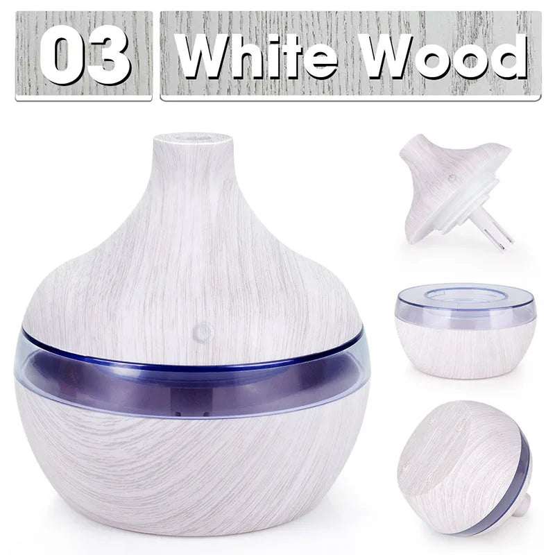 300ML Wood Grain Air Humidifier Essential Oil Fragrance Diffuser Home Ultrasonic Aroma Humidificadores USB Cool Mist Sprayer