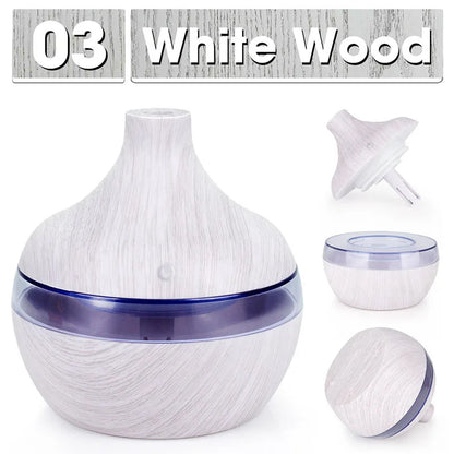 300ML Wood Grain Air Humidifier Essential Oil Fragrance Diffuser Home Ultrasonic Aroma Humidificadores USB Cool Mist Sprayer