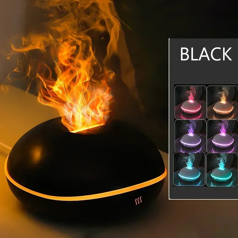 7 Led Colors Fire Flame Wood Grain Aromatherapy Mini Humidifier Aroma Essential Oil Diffuser Air Ultrasonic Mist Maker Fogger