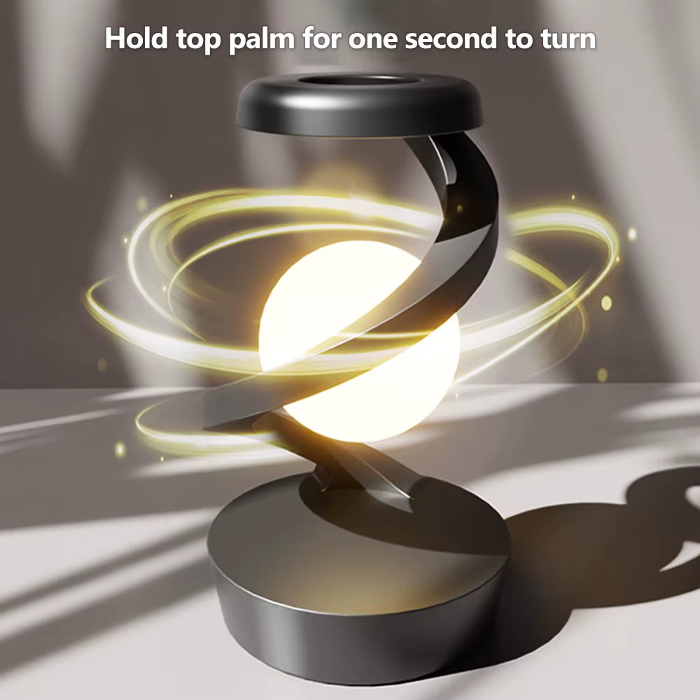 LED 360° Rotating Night Light with Wireless Charger Cordless Desk Lamp Rechargeable LED Levitating Night Light for Living Room