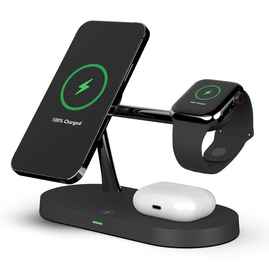3-in-1 Wireless Charging Station - 15W Fast Charger for iPhone 15/14/13/12, Apple Watch, and AirPods