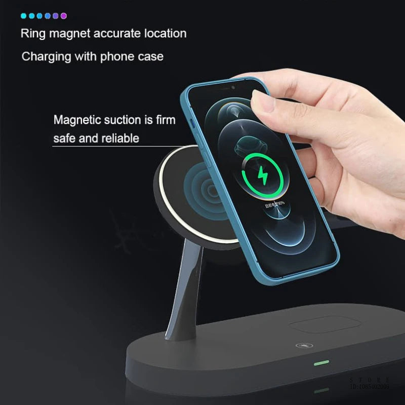 3-in-1 Wireless Charging Station - 15W Fast Charger for iPhone 15/14/13/12, Apple Watch, and AirPods
