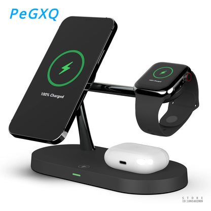 3-in-1 Wireless Charging Station - 15W Fast Charger for iPhone 15/14/13/12, Apple Watch, and AirPods