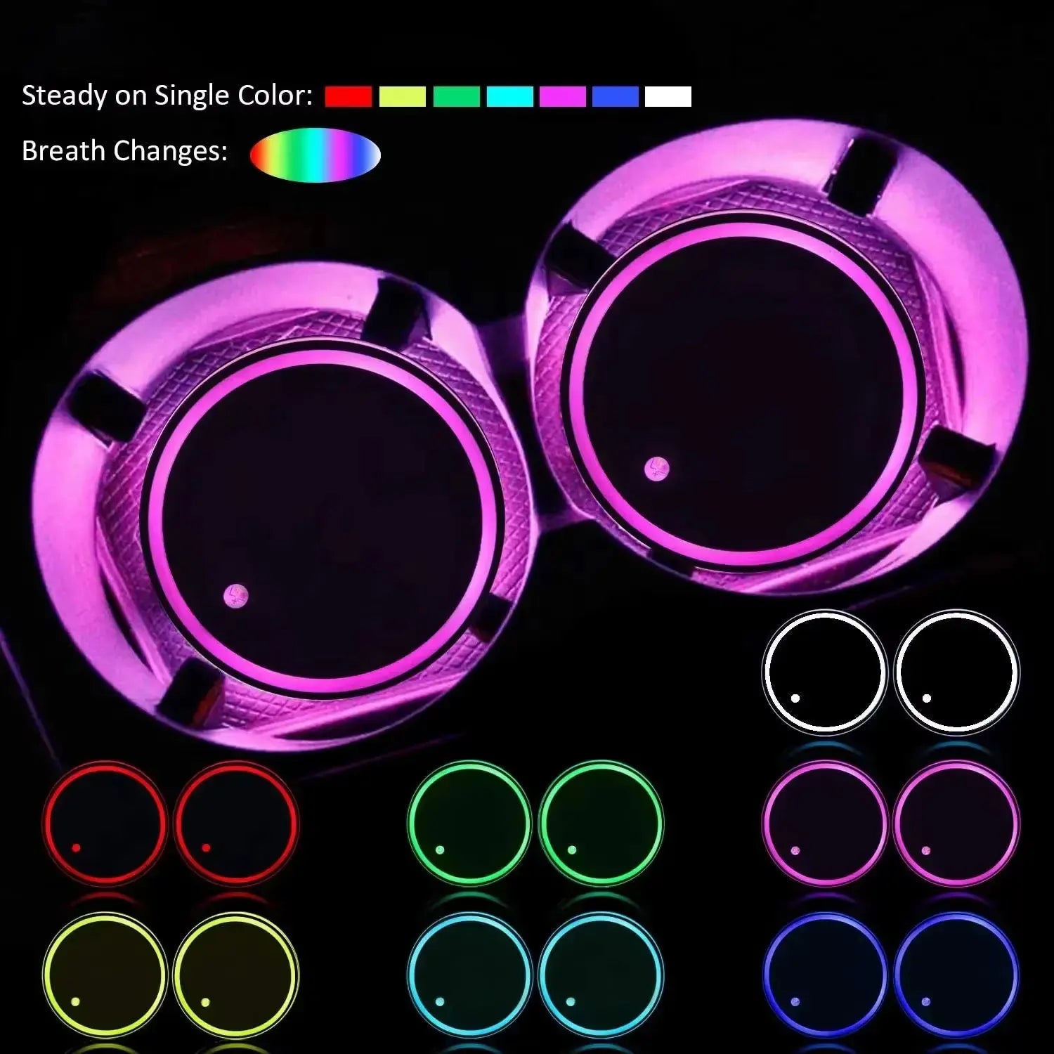  LED Cup Holder Light Mats - Constellation Backlight Coasters and Atmosphere Lighting Accessories