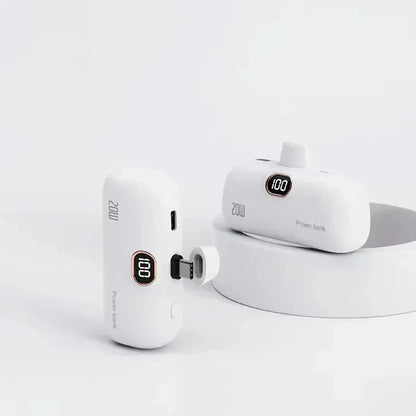 Mini 10000Mah Power Bank Built Cable Portable Mobile Phone Charger External Battery Capsule Powerbank for Type-C Iphone