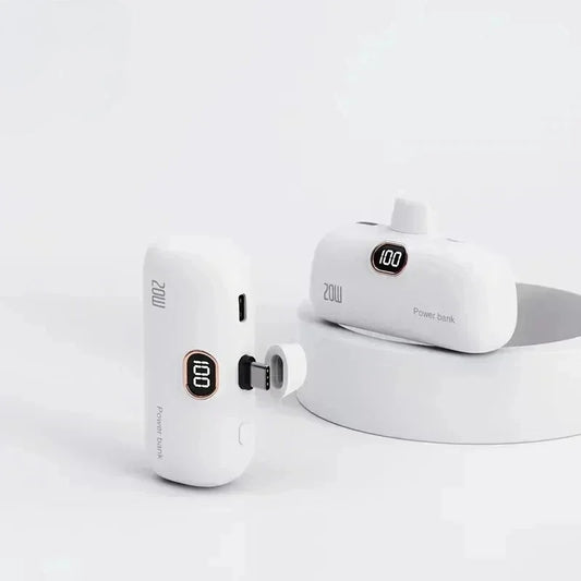 Mini 10000Mah Power Bank Built Cable Portable Mobile Phone Charger External Battery Capsule Powerbank for Type-C Iphone