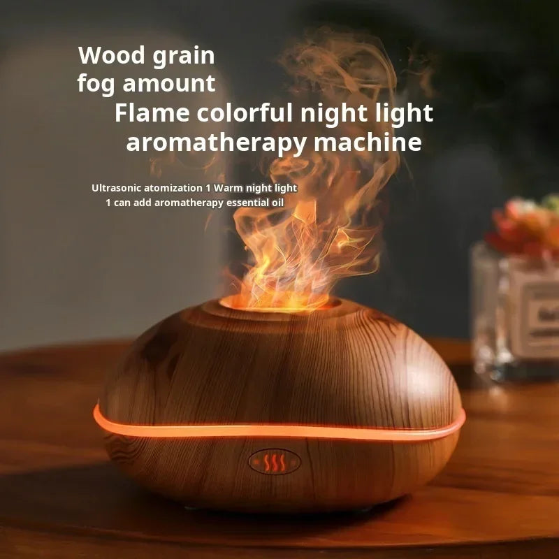 7 Led Colors Fire Flame Wood Grain Aromatherapy Mini Humidifier Aroma Essential Oil Diffuser Air Ultrasonic Mist Maker Fogger