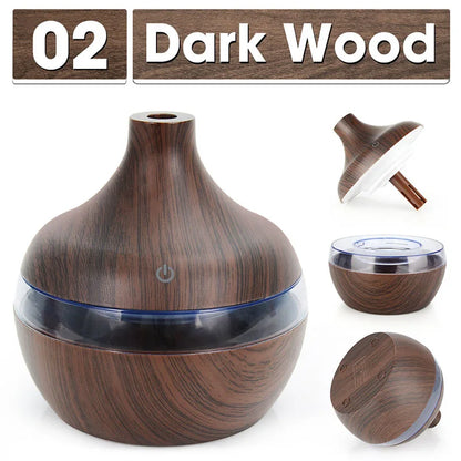 300ML Wood Grain Air Humidifier Essential Oil Fragrance Diffuser Home Ultrasonic Aroma Humidificadores USB Cool Mist Sprayer