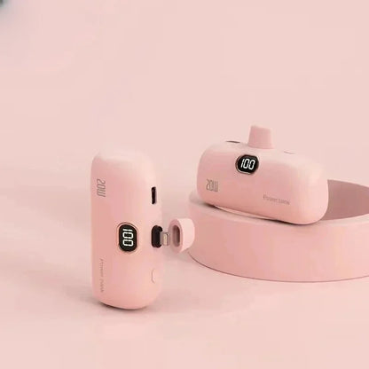 Mini 10000Mah Power Bank Built Cable Portable Mobile Phone Charger External Battery Capsule Powerbank for Type-C Iphone