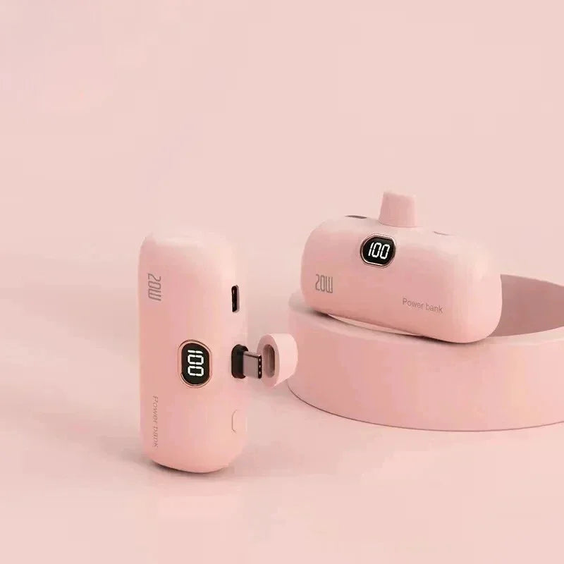 Mini 10000Mah Power Bank Built Cable Portable Mobile Phone Charger External Battery Capsule Powerbank for Type-C Iphone