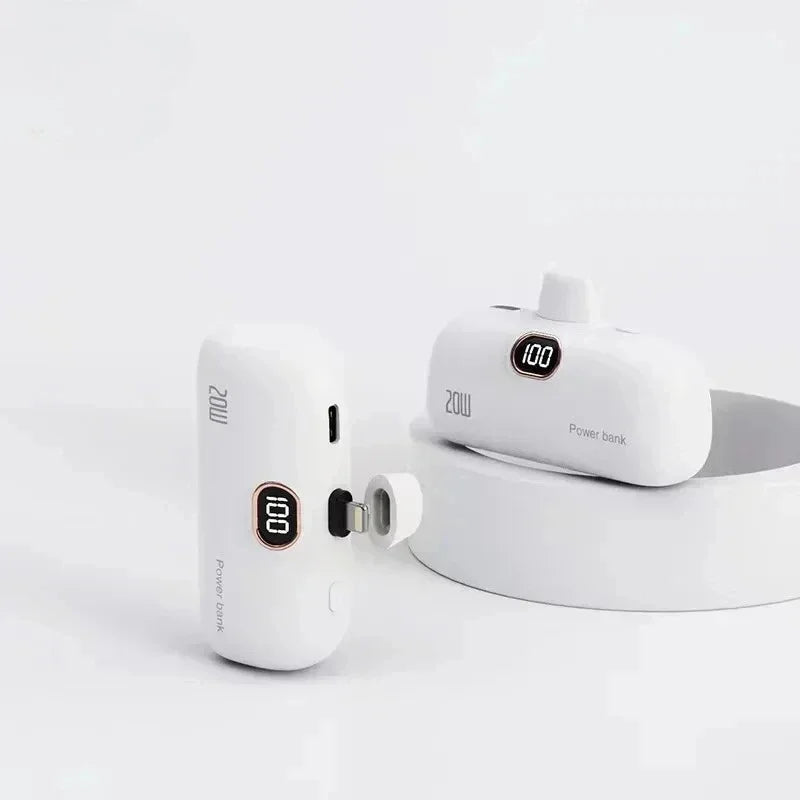 Mini 10000Mah Power Bank Built Cable Portable Mobile Phone Charger External Battery Capsule Powerbank for Type-C Iphone